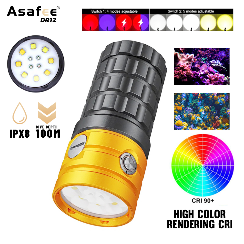 Photography Yellow Light - Asafee DR12 25000LM profesyonel LED dalış