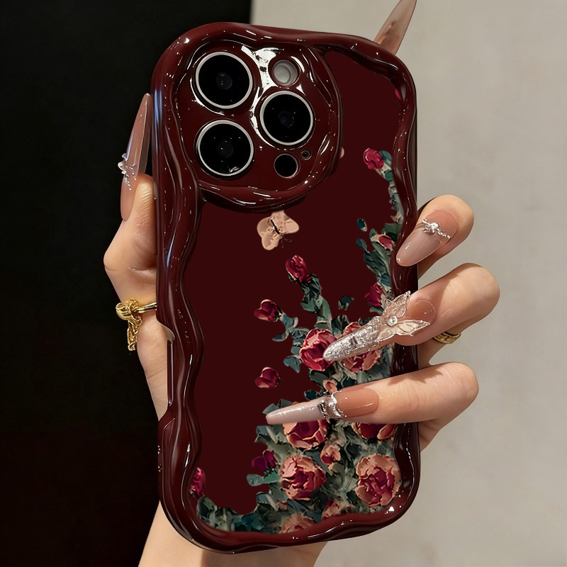 Photography Art - Retro Yağlı Boya Çiçek Desenli Telefon